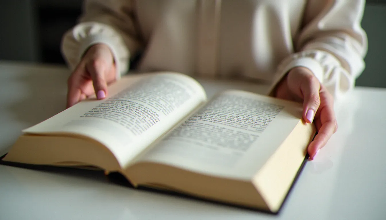 Mains féminines tenant un livre ouvert sur la page de copyright, illustrant la recherche d'un international standard book number sur un ouvrage de santé