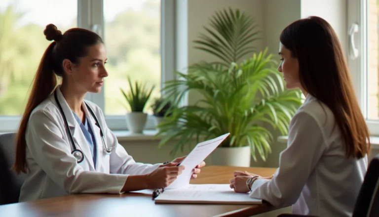 Consultation avec un praticien en santé fonctionnelle spécialisé en équilibre hormonal, dans le style d'Olivier Jourdain, autour d'un bilan biologique
