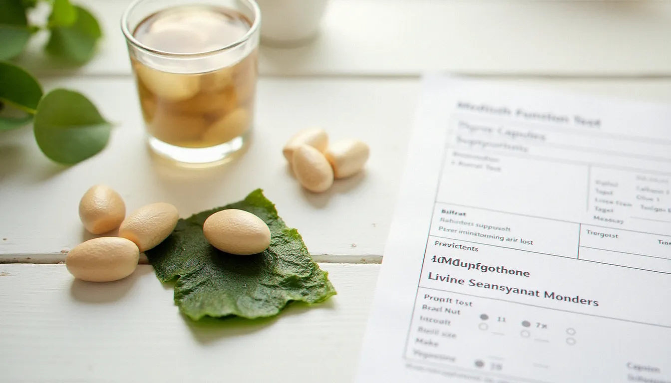 Aliments riches en sélénium et zinc (noix du Brésil, algues) et bilan biologique thyroïdien posés sur une table, illustrant les leviers nutritionnels pour soutenir la thyroïde et la santé des ongles