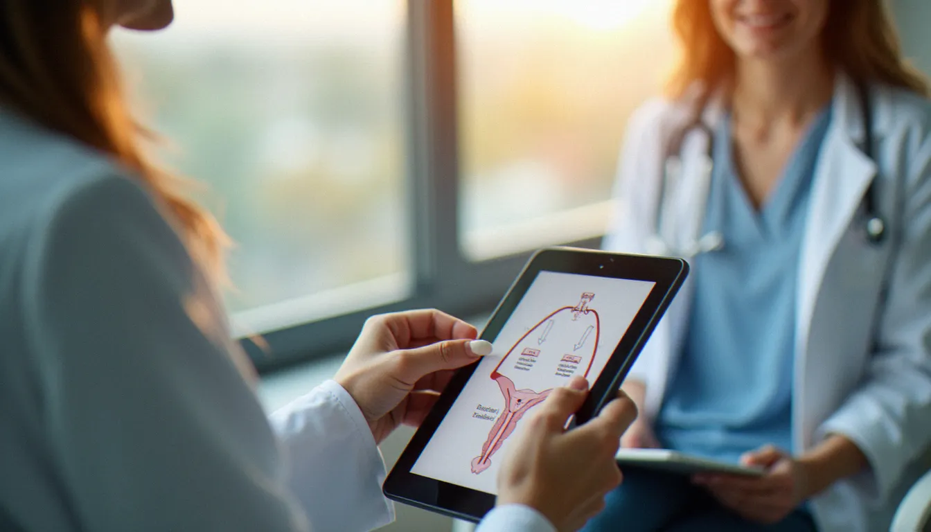 Médecin présentant un nouveau traitement hormonal développé par les biotechs pour l'endométriose et le SOPK