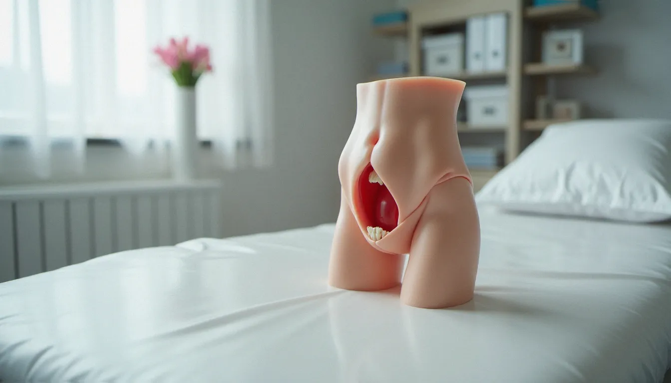 Schéma anatomique illustrant la localisation de la glande vestibulaire majeure dans la région vulvaire féminine, dans un contexte médical professionnel
