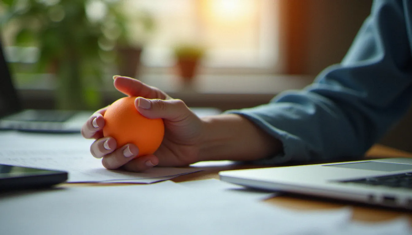 Femme en situation de stress au bureau, illustrant l'impact du stress chronique sur l'équilibre hormonal via le cortisol