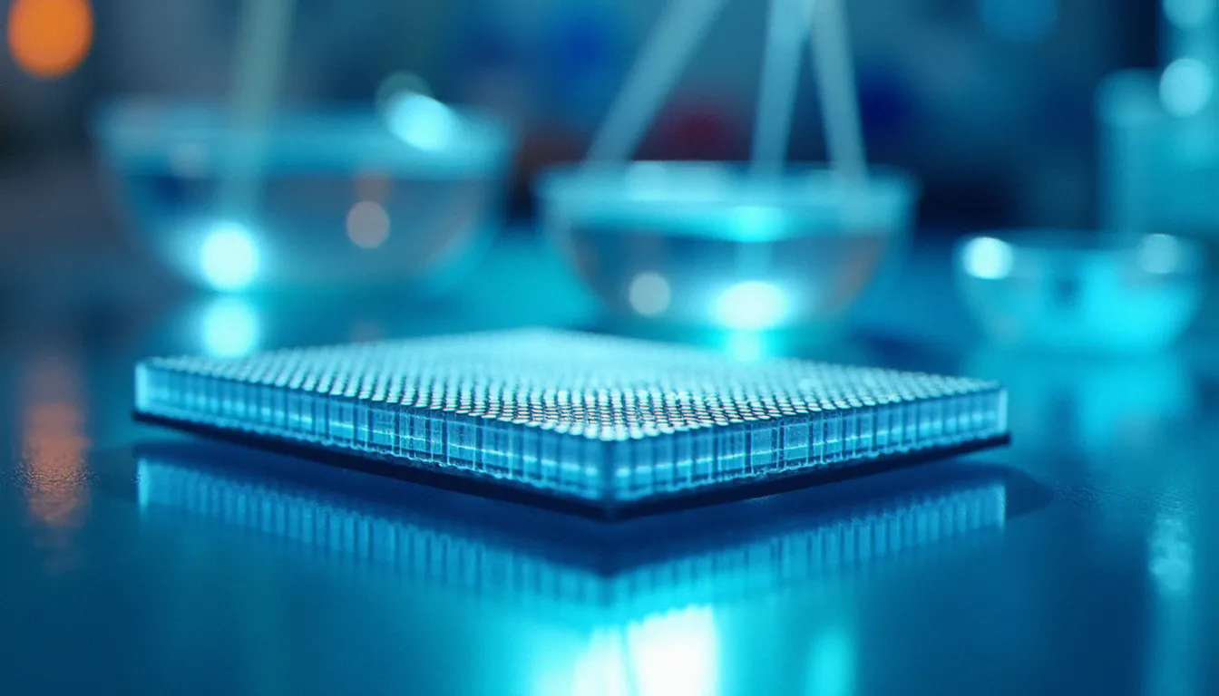 Puce d'analyse moléculaire utilisée dans la recherche biotech dédiée aux pathologies hormonales féminines