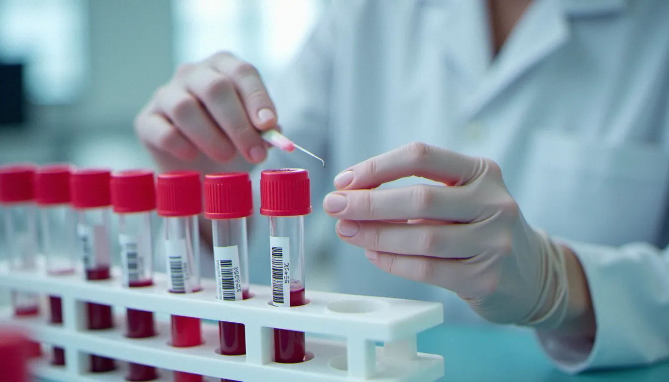 Tubes d'analyse sanguine préparés en laboratoire pour un bilan de santé complet