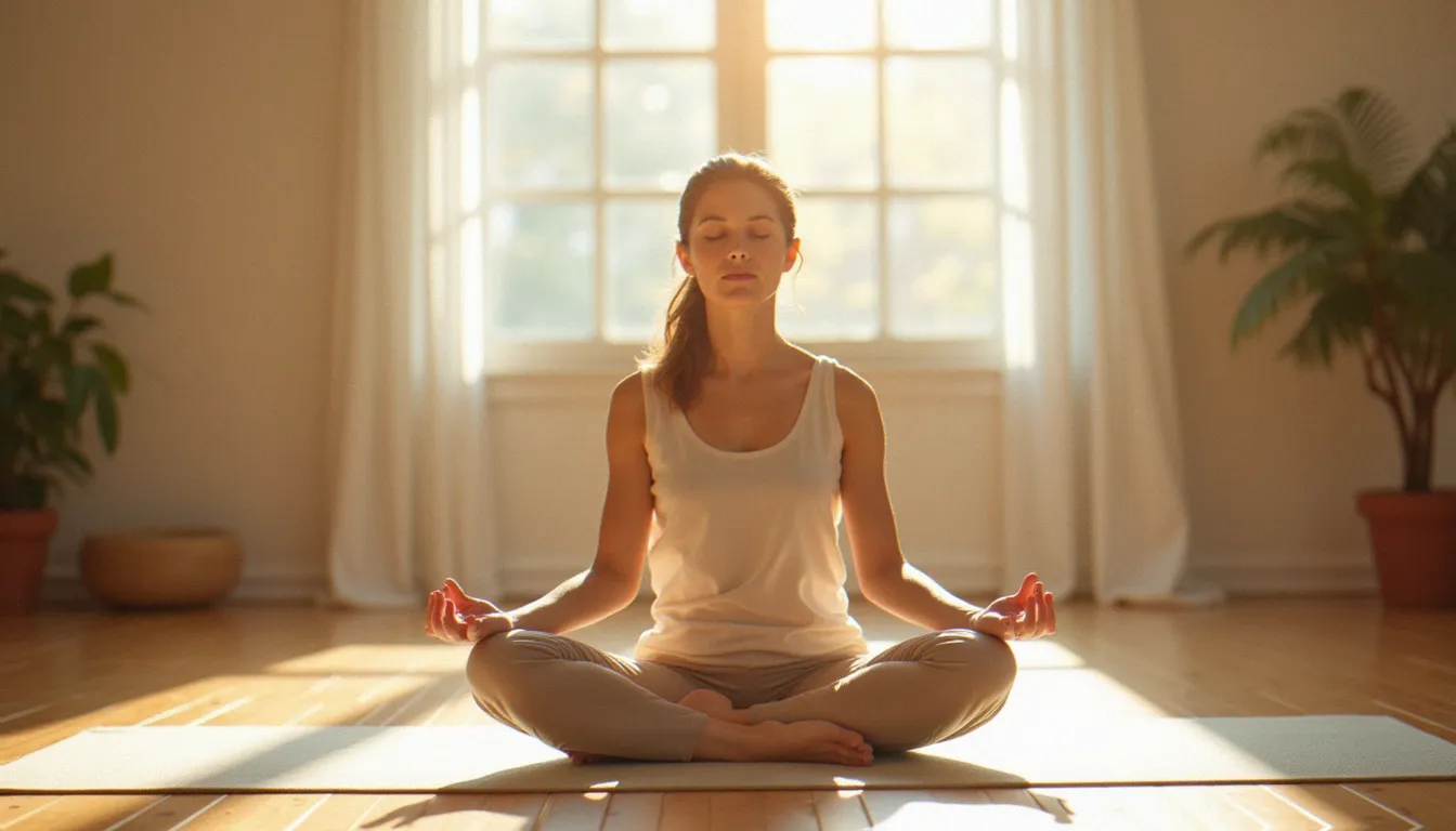 Femme en méditation pour sa santé mentale et son équilibre hormonal